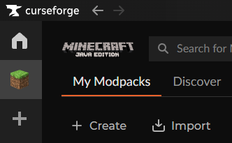 The Import button in the CurseForge app